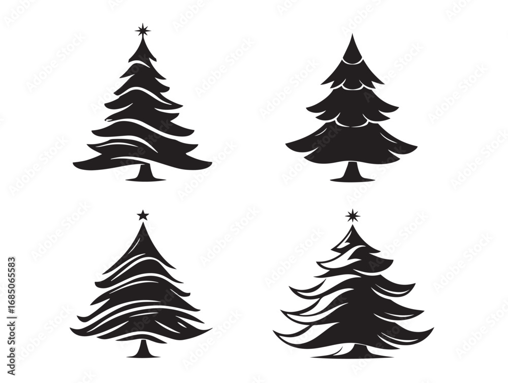 Obraz premium Christmas Tree Silhouette Icon in Holiday Vector Design