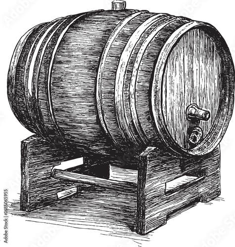 Wine barrel illustration on a white background. This vector illustration can be used in any size you like for advertising, logos, and other work.