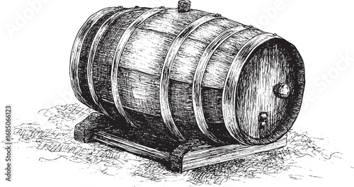 Wine barrel illustration on a white background. This vector illustration can be used in any size you like for advertising, logos, and other work.