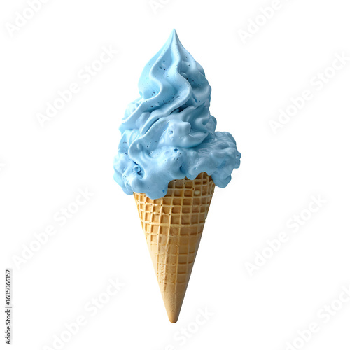 Cream Pastel Blue Scoop Floating Waffle Cone Clean Modern Concept Isolated Transparent Background Commercial Minimalist Template Branding Social Media Poster Banner Marketing Ecommerce W SEO Optimized