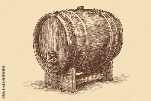 Wine barrel illustration in a vintage style. This vector illustration can be used in any size you like for advertising, logos, and other work.