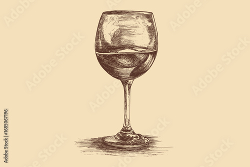 Wine glass illustration in a vintage style. This vector illustration can be used in any size you like for advertising, logos, and other work.