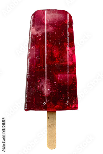 Red Frozen Texture Vibrant Summer Treat Isolated Transparent Background Popsicle Ice Lolly Glossy Template Branding Social Media Poster Banner Marketing Ecommerce Web Print Copy Space SEO Optimized