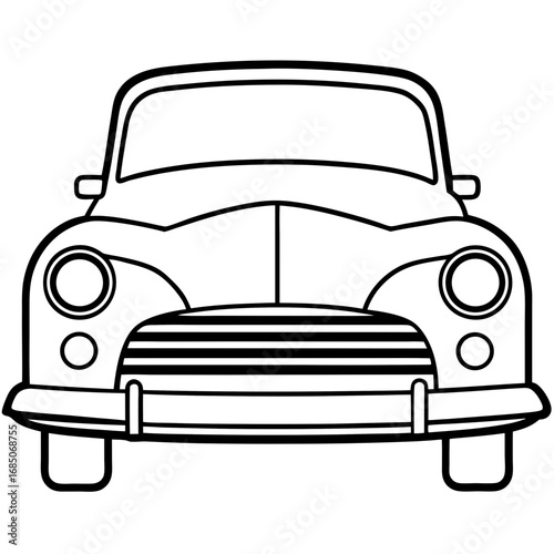 Vintage Car Front — Minimal Line Art