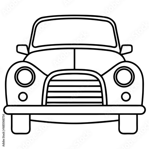 Vintage Car Front — Minimal Line Art