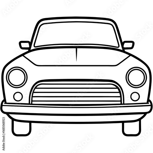 Vintage Car Front — Minimal Line Art