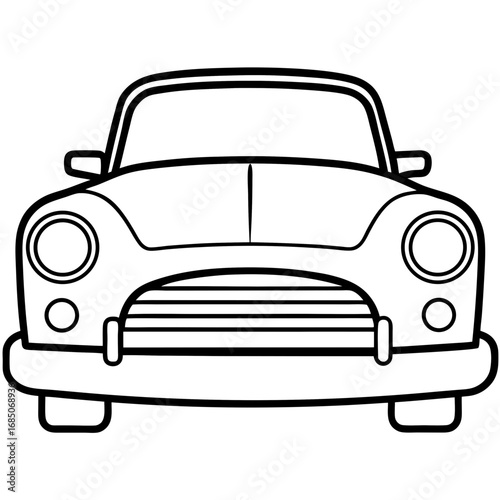 Vintage Car Front — Minimal Line Art