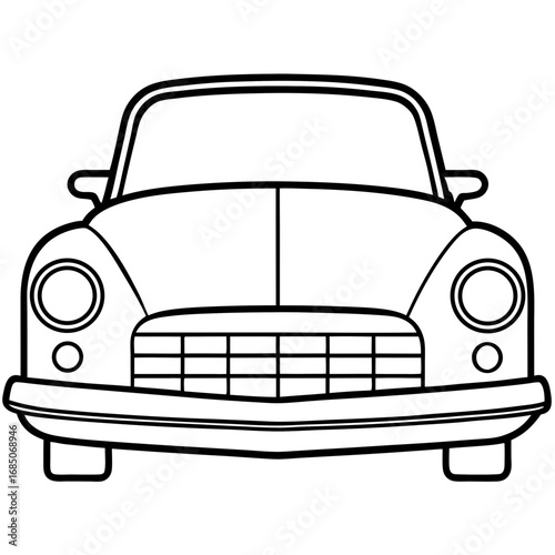 Vintage Car Front — Minimal Line Art