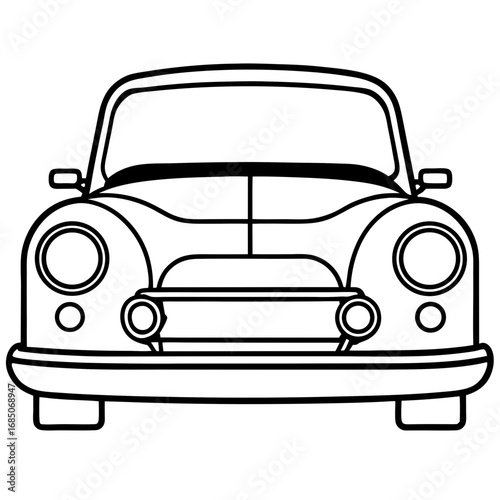 Vintage Car Front — Minimal Line Art