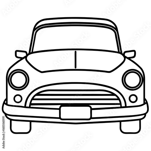Vintage Car Front — Minimal Line Art