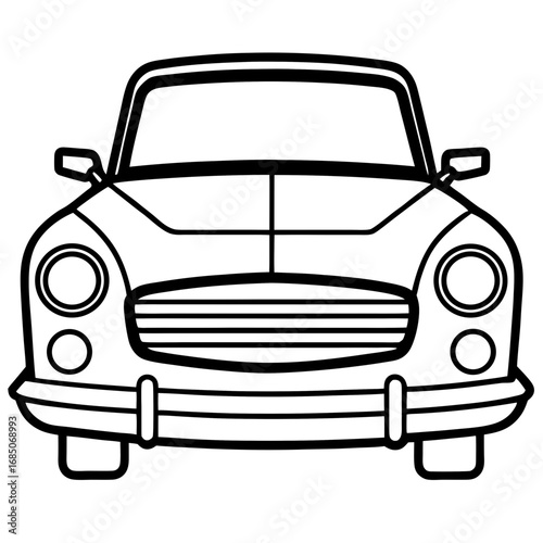 Vintage Car Front — Minimal Line Art