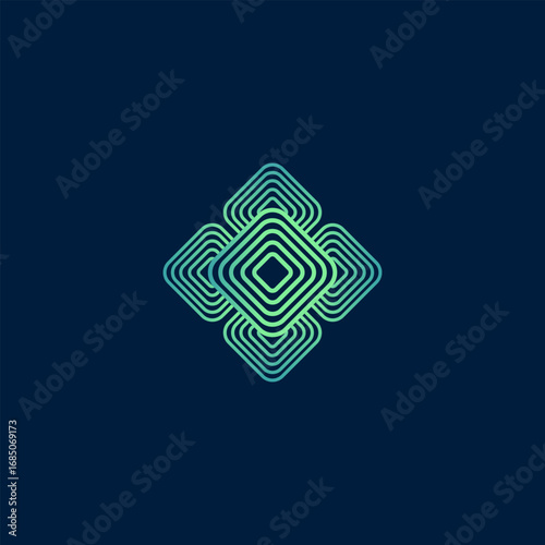Modern Abstract Logo with Gradient Geometric Diamond Pattern.