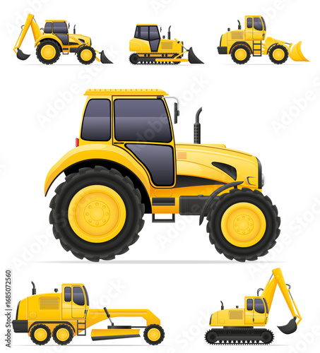 tractor bulldozer transport equipment for repair construction and agricultural work cartoon stock vector illustration isolated on white background