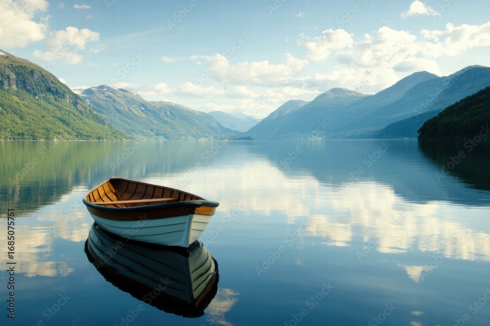 Obraz premium Scenic reflection of mountains in calm lake