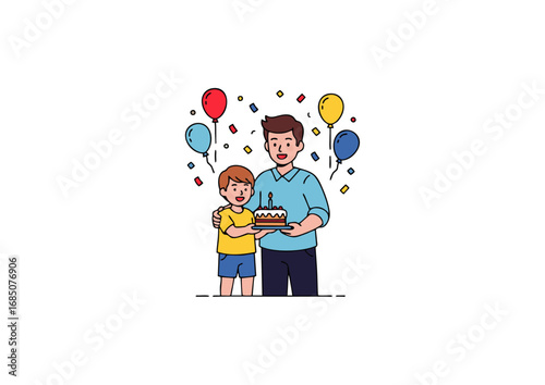icon of father and child celebrating birthday