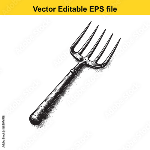 Vintage pitchfork isolated on white background