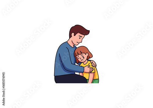 icon of father comforting his sad child