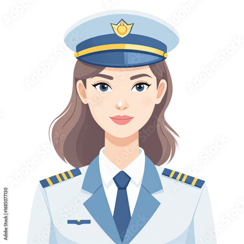 Female Pilot in Uniform Vector Illustration
