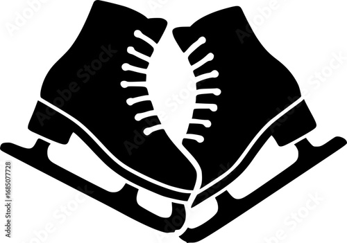 Black and white minimal vector design of figure skating boots. Perfect for sports illustrations, winter fashion graphics, and skating-themed artwork