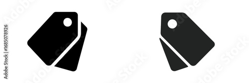 Minimalistic black tags on white background showcasing a simple design for use in various applications