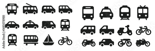Various modes of transportation depicted in silhouette form showcasing urban mobility options