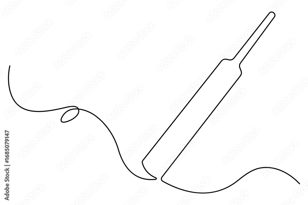 Obraz premium Continuous one line drawing of cricket bat ball and wicket stumps professional sports outline vector illustration 