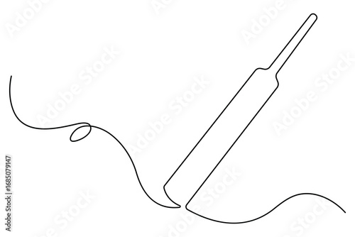 Continuous one line drawing of cricket bat ball and wicket stumps professional sports outline vector illustration
