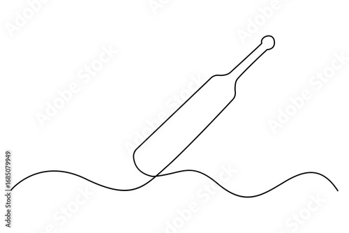 Continuous one line drawing of cricket bat ball and wicket stumps professional sports outline vector illustration
