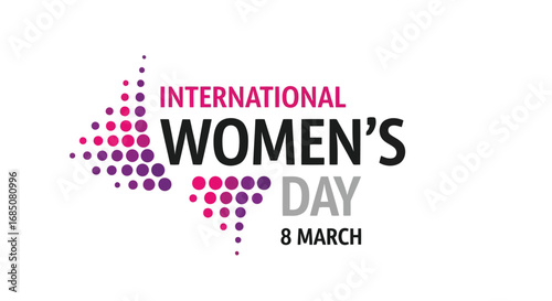 Vector illustration of international womens day graphic with the text international womens day 8 march and a colorful dotted pattern