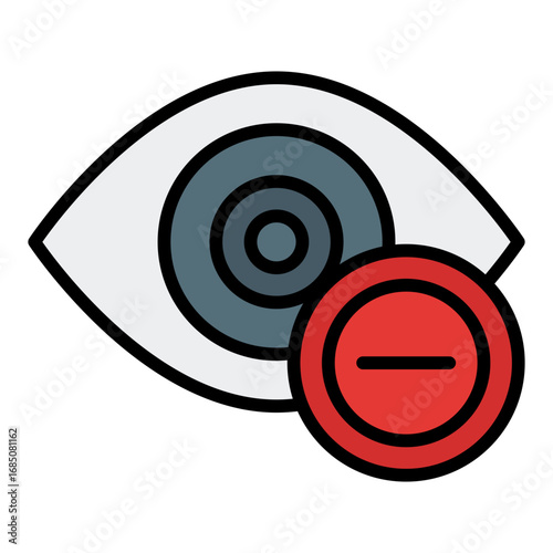Myopia icon. Nearsighted symbol. Eye condition and ophthalmology collection. Filled Line Icon