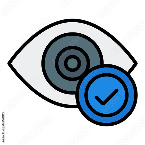 Eye test icon. Vision check symbol. Optometry and ophthalmology examination collection. Filled Line Icon