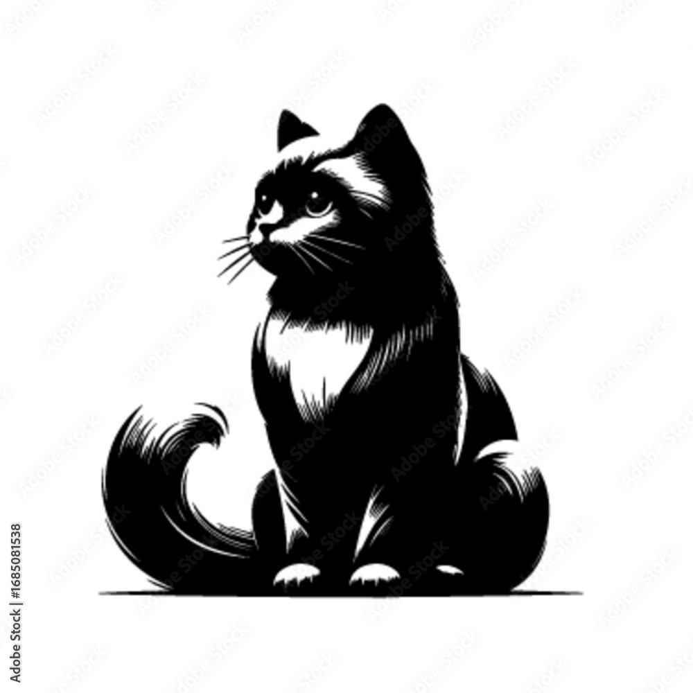 Obraz premium Playful Cat Vector Illustration – Cute Feline Cartoon Design