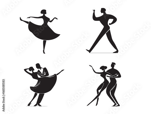 Modern Dancing Icons Collection in Smooth Vector Silhouette Artwork