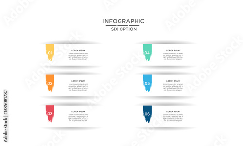 Infographic Design Featuring Six Colorful Brush Stroke Options and Lorem Ipsum Text for Presentations and Data Visualization