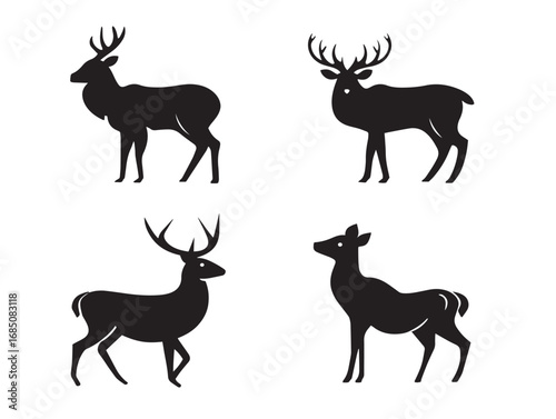 Elegant Deer Collection Set in Minimalist Silhouette Vector Format
