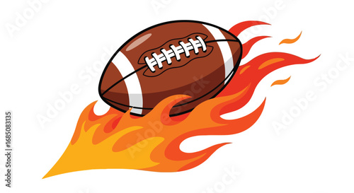 Vector illustration of american football ball on fire