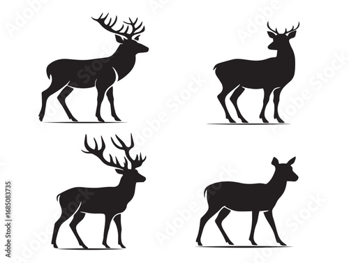 Beautiful Deer Icons Pack in Graceful Silhouette Vector Design