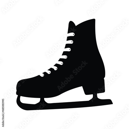 Elegant black silhouette of an ice skate ready for the winter season, ice skates silhouette vector illustration