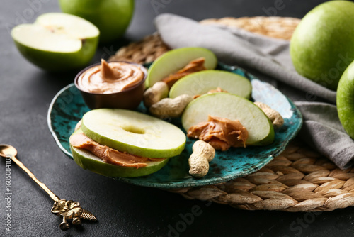 Plate of fresh apple slices...