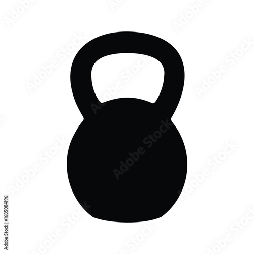 Black kettlebell weightlifting silhouette, fitness and sport equipment for strength training, kettlebell silhouette vector illustration