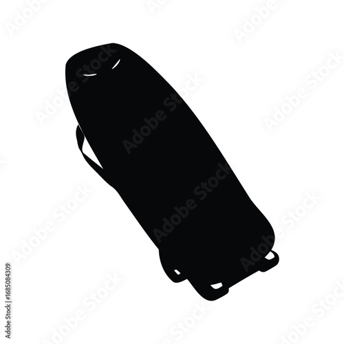 Monochrome Silhouette of a Luge Sled for Winter Sports and Recreation, kickboard silhouette vector illustration