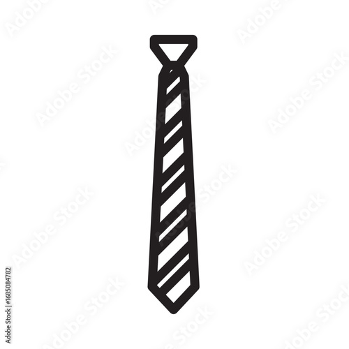 Vector icon of a striped necktie in a minimalist line art style. Simple illustration of a formal business accessory for web and print