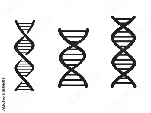 Creative DNA Helix Icons with Modern Vector Silhouette Style