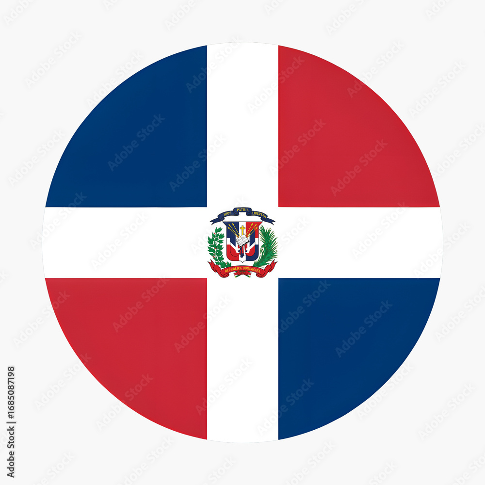 Fototapeta premium Dominican Republic vibrant flag emblem, a symbol of national pride, rich heritage, and cultural identity for patriotic designs