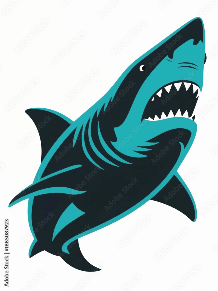 Naklejka premium Fierce Shark Illustrator Artwork Design Template Poster