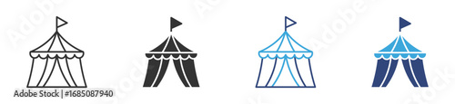 circus tent icon set, vector illustration. 