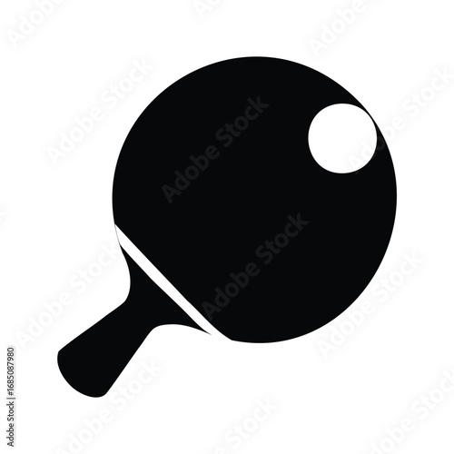 Monochrome Illustration of a Ping Pong Paddle, Representing Sport and Recreation, ping pong ball silhouette vector illustration