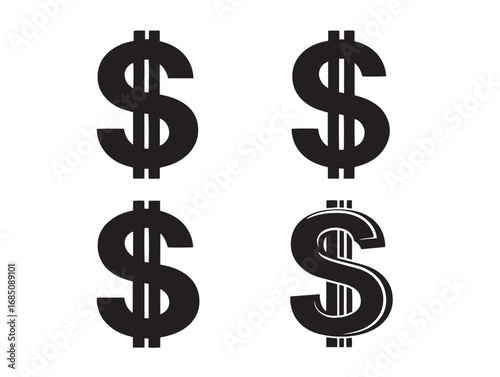 Elegant Dollar Sign Symbol with Smooth Silhouette Illustration