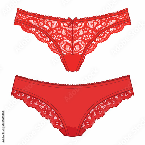 A pair of red panties with lace trim