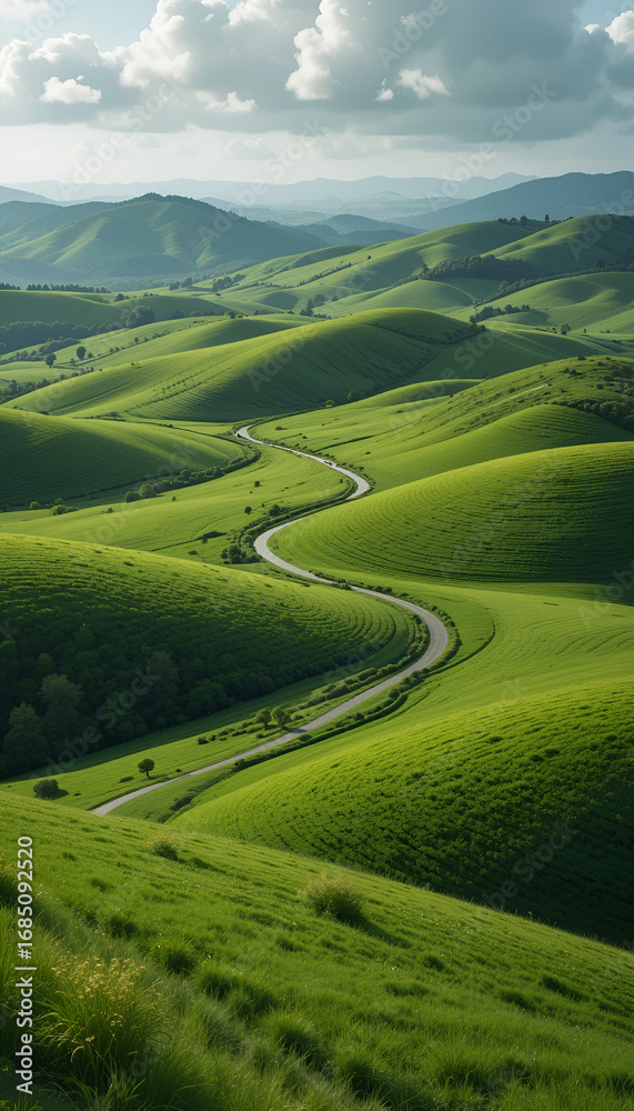 Fototapeta premium Scenic Green Field with Winding Path